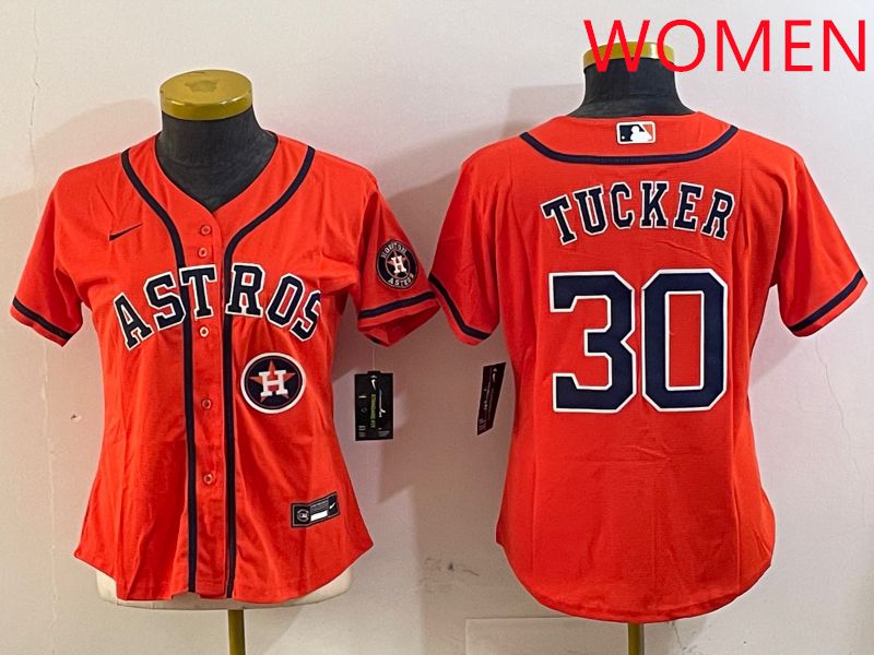 Women Houston Astros 30 Tucker Orange Game 2025 Nike MLB Jersey style 5